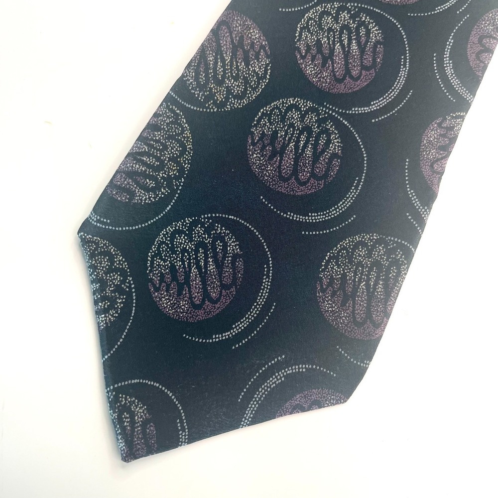 Vintage Rick Bennett‎ Black Silk Tie Made in USA 58" x 3.5"